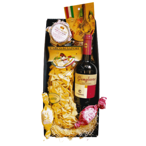 Rotwein Geschenkbox Kampanien Guaglione mit italienischen Spezialitäten